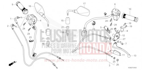 LEVIER DE GUIDON/COMMUTATEUR/CABLE/MIROIR CBF125NAP de 2023